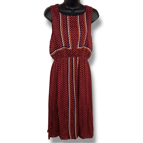 New Small THML Burgundy Red Boho Sleeveless Dress Lined Bohemian Back Cutout - Picture 1 of 14